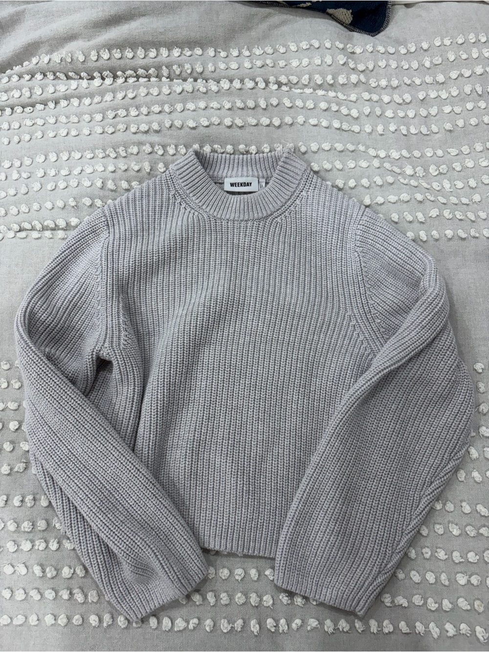 Weekday Light Gray Ribbed Crewneck Sweater